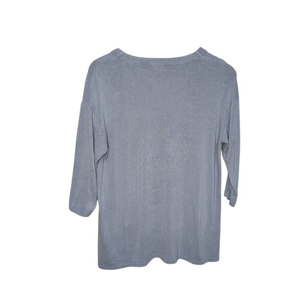 J Jill Wearever Cardigan Small Light Blue Rayon Blend 3/4 Sleeve Button V-Neck - Picture 3 of 5